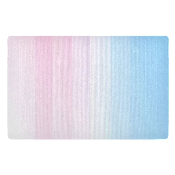 Yayeee Doormat for Indoor Entrance 32" x 20" Non Slippery Floor Rug, Light Blue Stripes