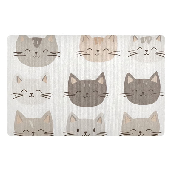 Yayeee Doormat for Indoor Entrance 32" x 20" Non Slippery Floor Rug, Light Gray Cat Pattern