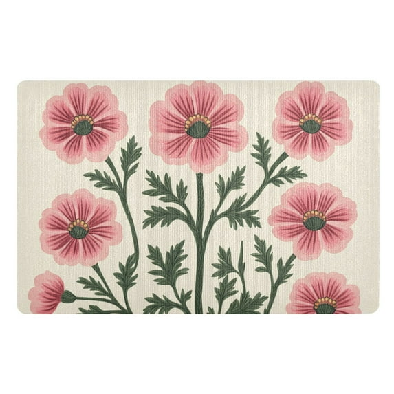 Yayeee Doormat for Indoor Entrance 32" x 20" Non Slippery Floor Rug, Light Pink Flowers