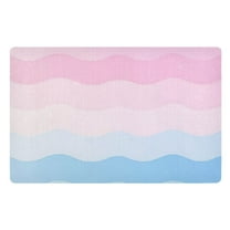 Yayeee Doormat for Indoor Entrance 32" x 20" Non Slippery Floor Rug, Light Pink Stripes