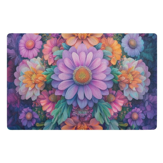 Yayeee Doormat for Indoor Entrance 32" x 20" Non Slippery Floor Rug, Light Purple Flowers