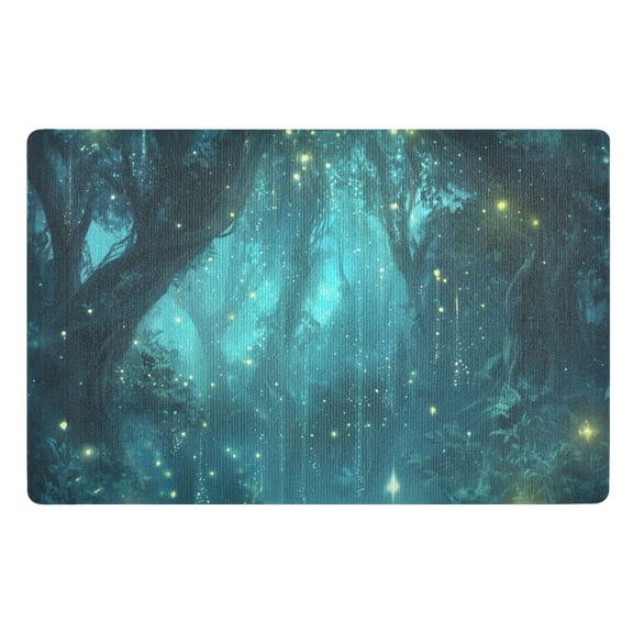 Yayeee Doormat for Indoor Entrance 32" x 20" Non Slippery Floor Rug, Magical Forest
