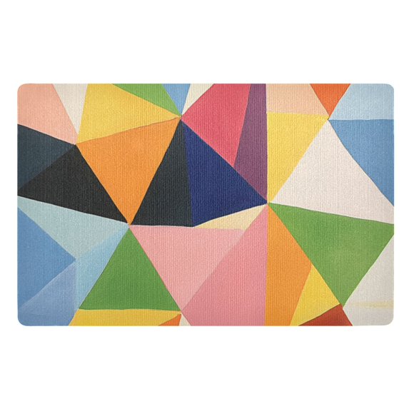 Yayeee Doormat for Indoor Entrance 32" x 20" Non Slippery Floor Rug, Minimalist Triangles