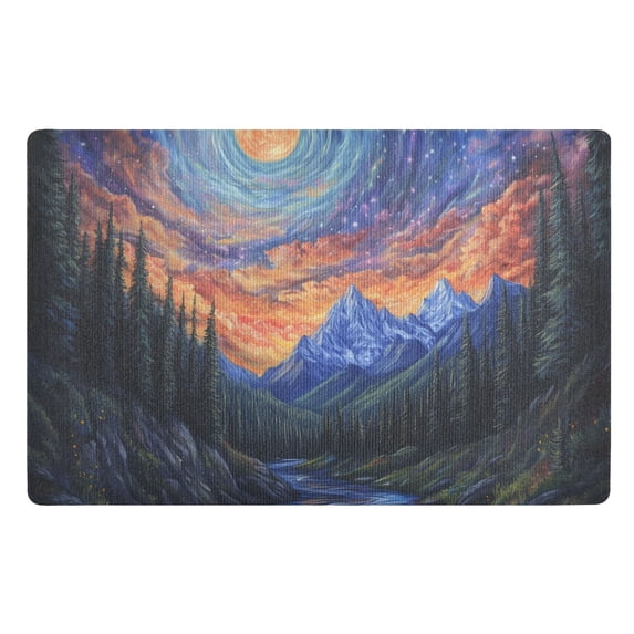 Yayeee Doormat for Indoor Entrance 32" x 20" Non Slippery Floor Rug, Mountains and Forests