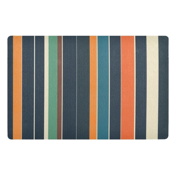 Yayeee Doormat for Indoor Entrance 32" x 20" Non Slippery Floor Rug, Navy Blue Stripes