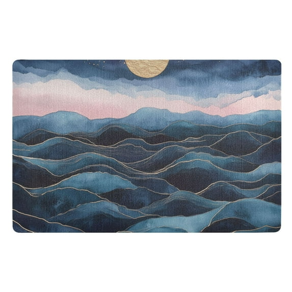 Yayeee Doormat for Indoor Entrance 32" x 20" Non Slippery Floor Rug, Ocean Waves