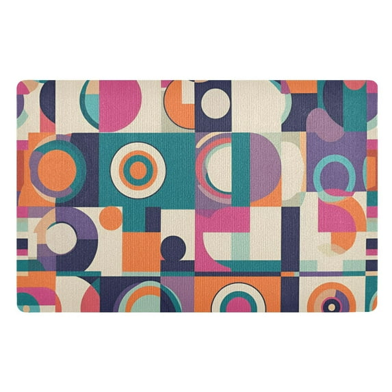 Yayeee Doormat for Indoor Entrance 32" x 20" Non Slippery Floor Rug, Orange Geometric