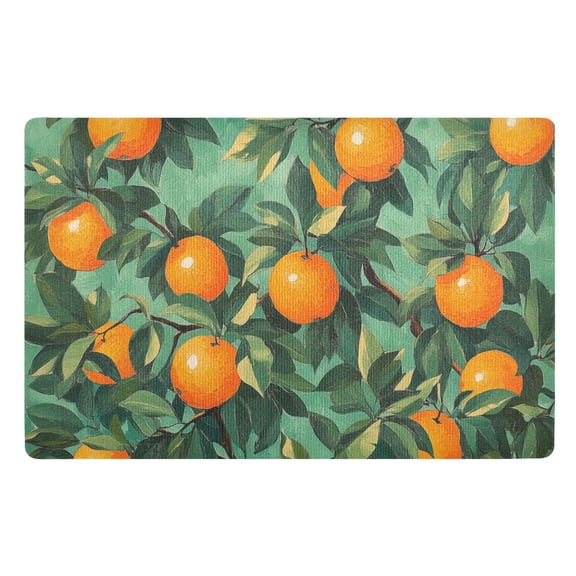 Yayeee Doormat for Indoor Entrance 32" x 20" Non Slippery Floor Rug, Orange Tree Pattern