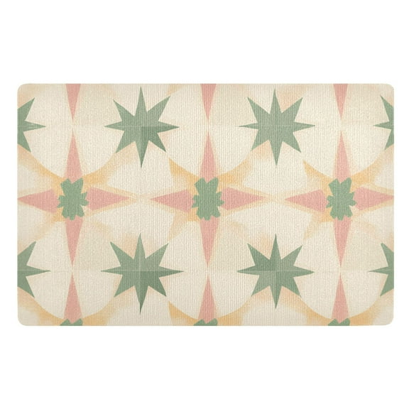 Yayeee Doormat for Indoor Entrance 32" x 20" Non Slippery Floor Rug, Pastel Beige Geometric