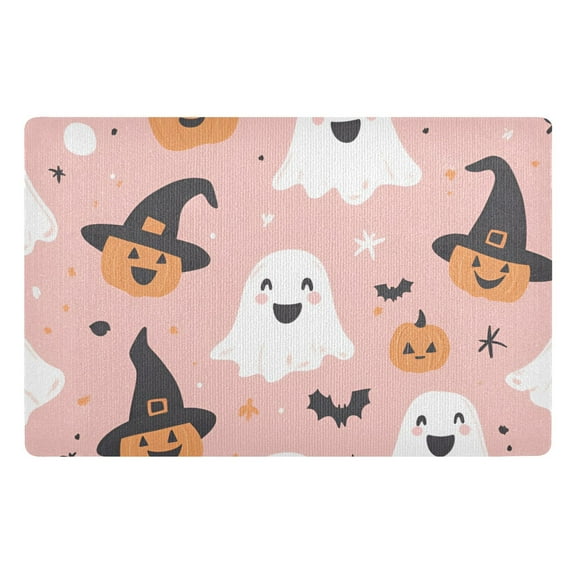 Yayeee Doormat for Indoor Entrance 32" x 20" Non Slippery Floor Rug, Pastel Pink Halloween