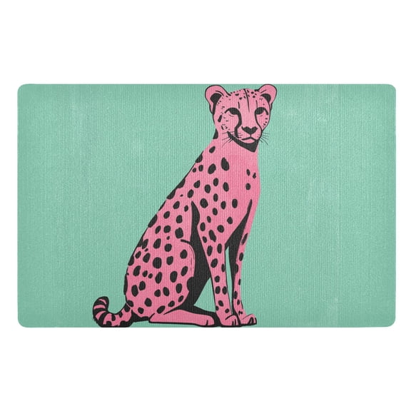 Yayeee Doormat for Indoor Entrance 32" x 20" Non Slippery Floor Rug, Pink Cheetah