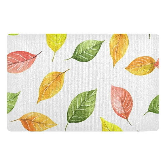 Yayeee Doormat for Indoor Entrance 32" x 20" Non Slippery Floor Rug, Pink Colorful Leaves