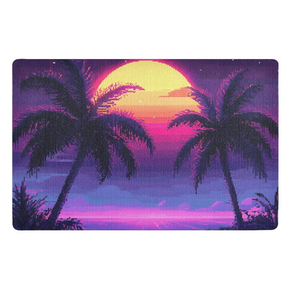Yayeee Doormat for Indoor Entrance 32" x 20" Non Slippery Floor Rug, Pink Digital Art