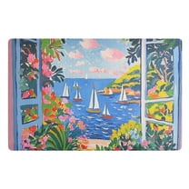 Yayeee Doormat for Indoor Entrance 32" x 20" Non Slippery Floor Rug, Pink Floral Window