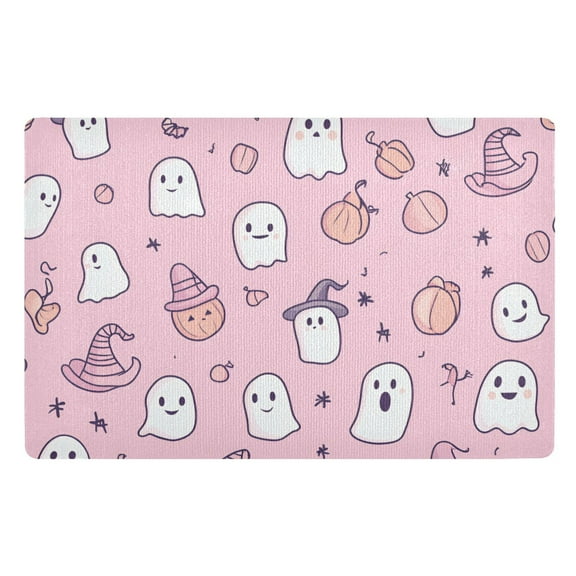 Yayeee Doormat for Indoor Entrance 32" x 20" Non Slippery Floor Rug, Pink Halloween