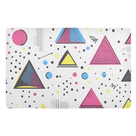 Yayeee Doormat for Indoor Entrance 32" x 20" Non Slippery Floor Rug, Pink Simple Shapes