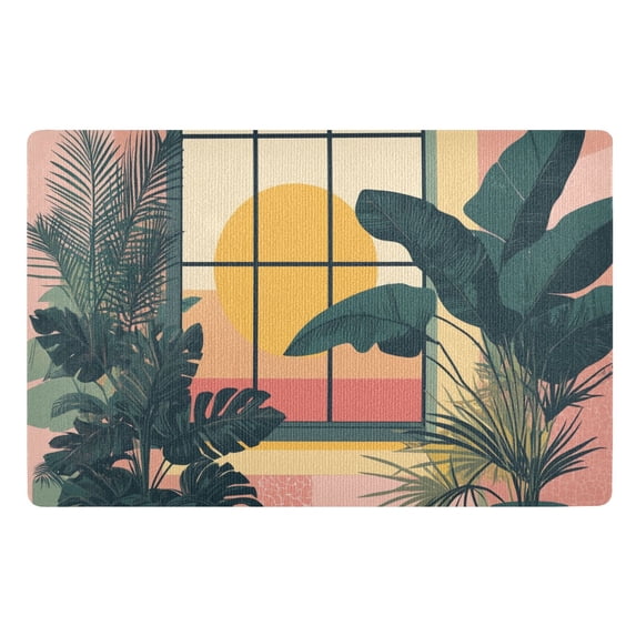 Yayeee Doormat for Indoor Entrance 32" x 20" Non Slippery Floor Rug, Pink Sunset
