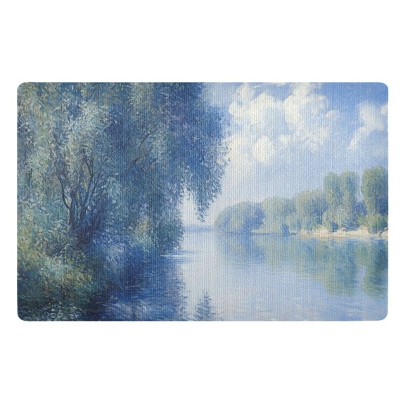 Yayeee Doormat for Indoor Entrance 32" x 20" Non Slippery Floor Rug, Plants and River