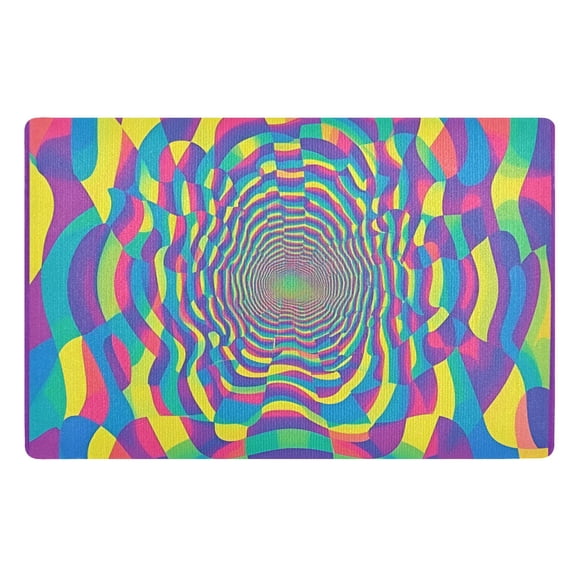 Yayeee Doormat for Indoor Entrance 32" x 20" Non Slippery Floor Rug, Psychedelic Pattern