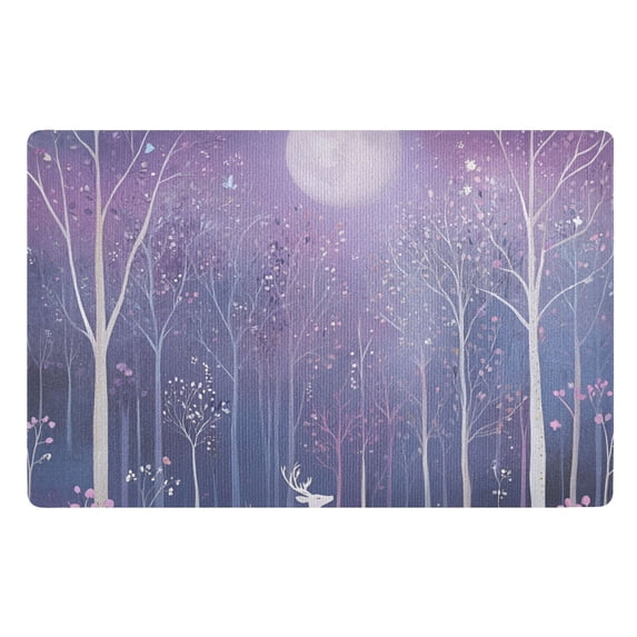 Yayeee Doormat for Indoor Entrance 32" x 20" Non Slippery Floor Rug, Purple Forest