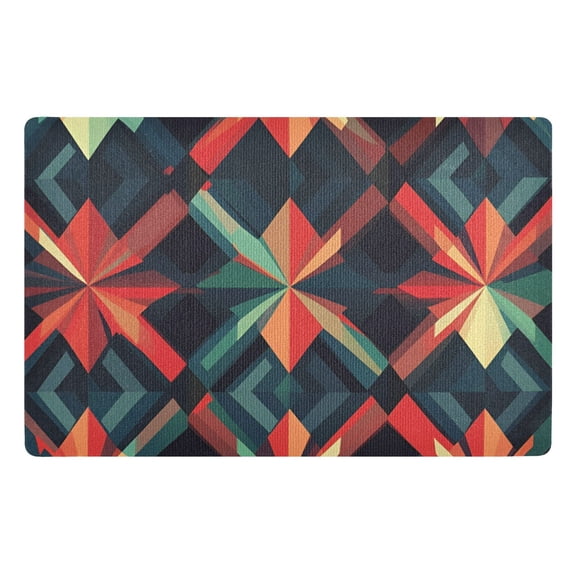 Yayeee Doormat for Indoor Entrance 32" x 20" Non Slippery Floor Rug, Red Abstract