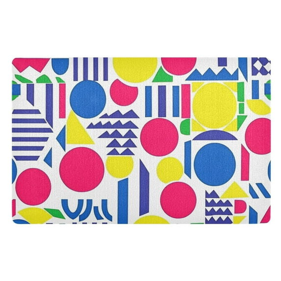Yayeee Doormat for Indoor Entrance 32" x 20" Non Slippery Floor Rug, Red Retro Shapes