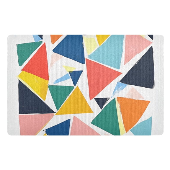 Yayeee Doormat for Indoor Entrance 32" x 20" Non Slippery Floor Rug, Red Triangles