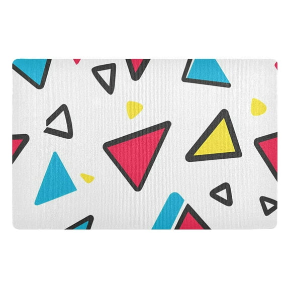Yayeee Doormat for Indoor Entrance 32" x 20" Non Slippery Floor Rug, Red Triangles