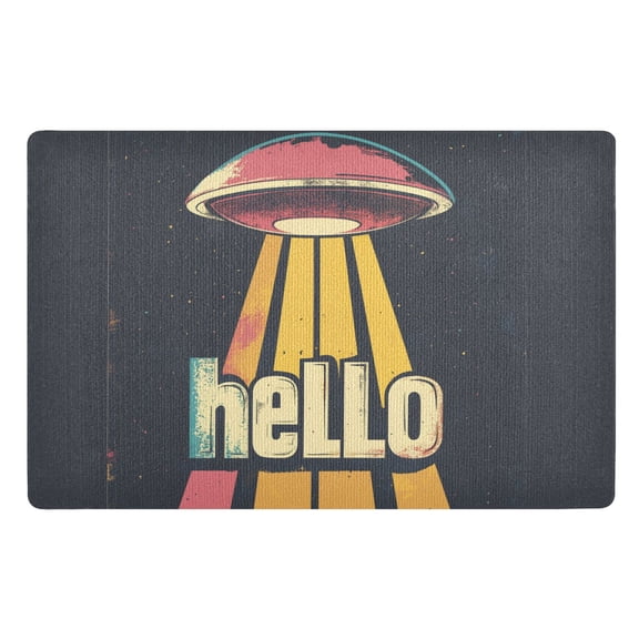 Yayeee Doormat for Indoor Entrance 32" x 20" Non Slippery Floor Rug, Red UFO