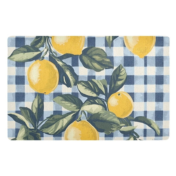Yayeee Doormat for Indoor Entrance 32" x 20" Non Slippery Floor Rug, Retro Beige Lemon