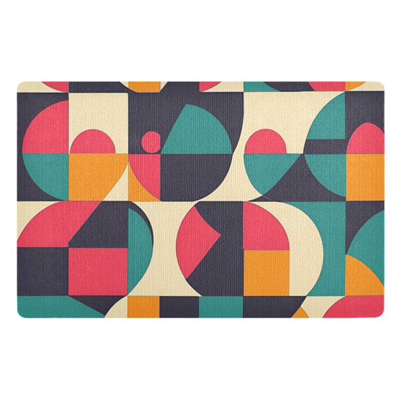Yayeee Doormat for Indoor Entrance 32" x 20" Non Slippery Floor Rug, Retro Geometric