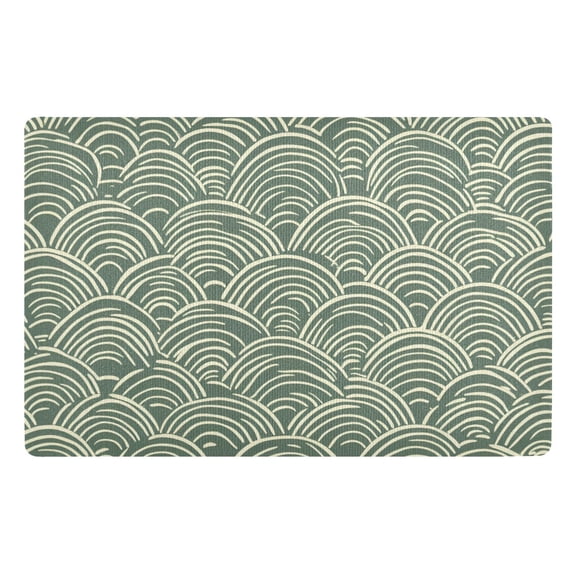 Yayeee Doormat for Indoor Entrance 32" x 20" Non Slippery Floor Rug, Retro Green Abstract