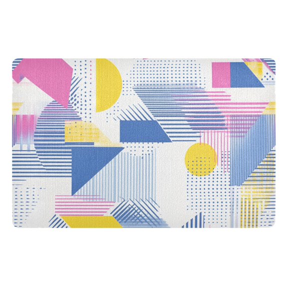 Yayeee Doormat for Indoor Entrance 32" x 20" Non Slippery Floor Rug, Retro Simple Shapes