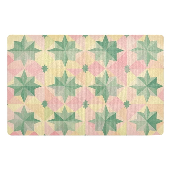 Yayeee Doormat for Inside 20"x32" Absorbent Low-Profile Washable Non-Slip Rubber Backed Entryway Rug, Retro Symmetrical Stars