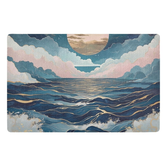 Yayeee Doormat for Indoor Entrance 32" x 20" Non Slippery Floor Rug, Rolling Waves