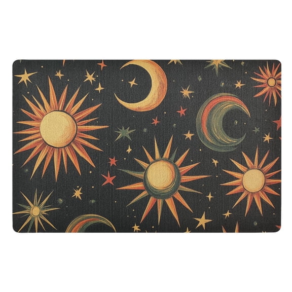 Yayeee Doormat for Indoor Entrance 32" x 20" Non Slippery Floor Rug, Sun Moon and Stars Pattern