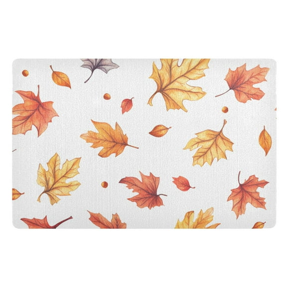 Yayeee Doormat for Indoor Entrance 32" x 20" Non Slippery Floor Rug, Watercolor Autumn Leaves