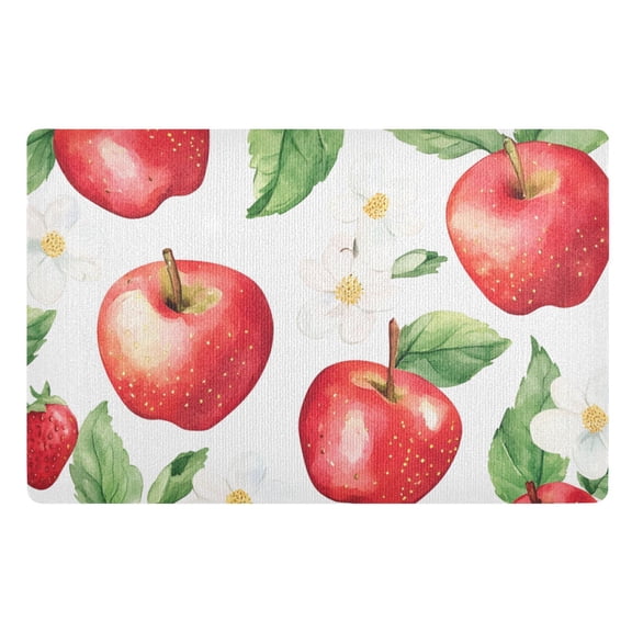 Yayeee Doormat for Indoor Entrance 32" x 20" Non Slippery Floor Rug, White Apple Pattern