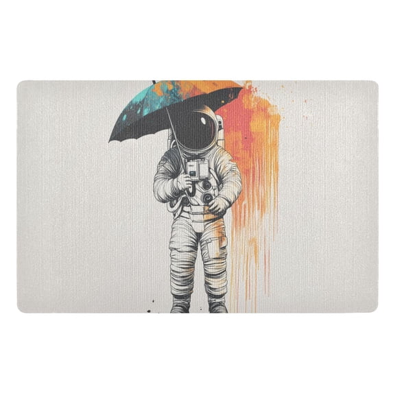 Yayeee Doormat for Indoor Entrance 32" x 20" Non Slippery Floor Rug, White Astronaut