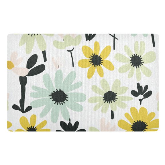 Yayeee Doormat for Indoor Entrance 32" x 20" Non Slippery Floor Rug, White Flower