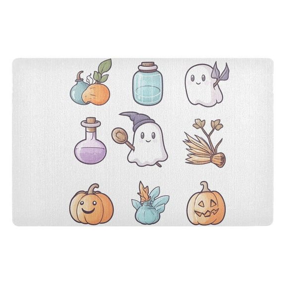 Yayeee Doormat for Indoor Entrance 32" x 20" Non Slippery Floor Rug, White Halloween Ghost
