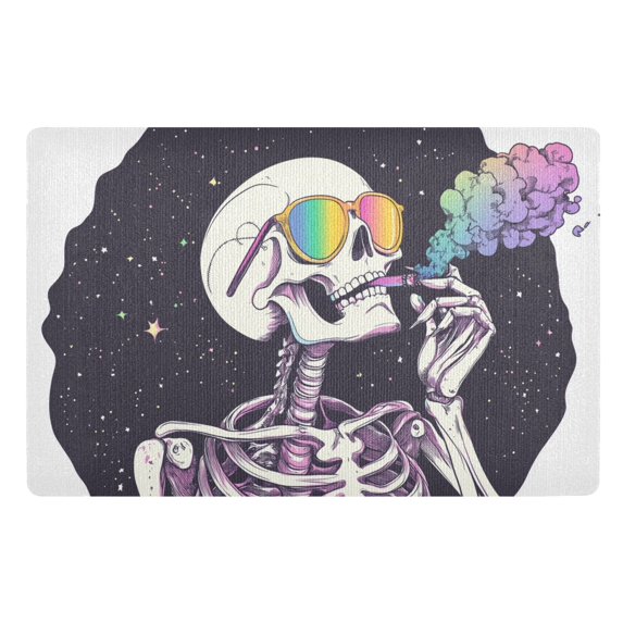 Yayeee Doormat for Indoor Entrance 32" x 20" Non Slippery Floor Rug, White Skeleton