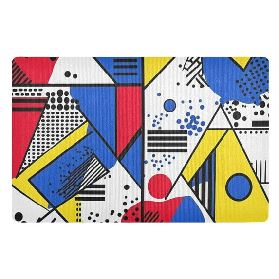 Yayeee Doormat for Indoor Entrance 32" x 20" Non Slippery Floor Rug, Yelllow Simple Shapes
