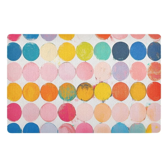 Yayeee Doormat for Indoor Entrance 32" x 20" Non Slippery Floor Rug, Yellow Circles