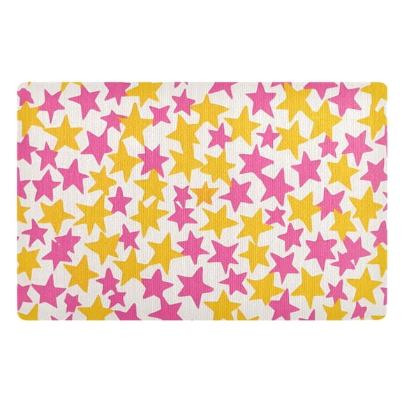 Yayeee Doormat for Indoor Entrance 32" x 20" Non Slippery Floor Rug, Yellow Stars Pattern