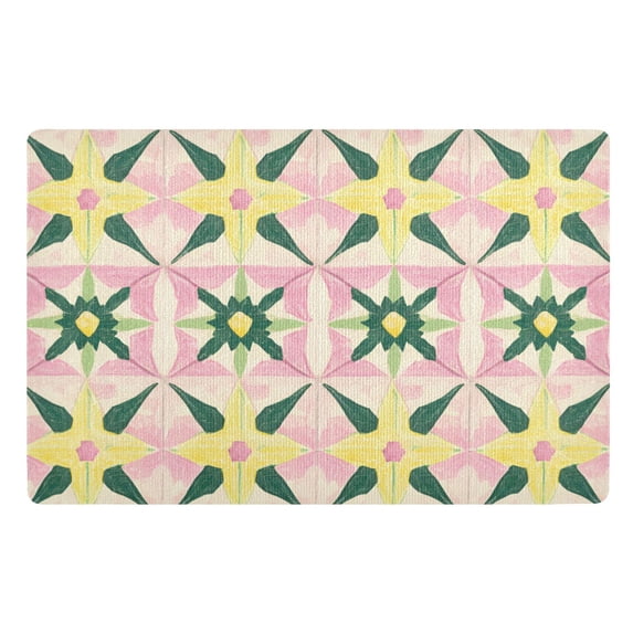 Yayeee Doormat for Indoor Entrance 32" x 20" Non Slippery Floor Rug, Yellow Symmetrical Stars