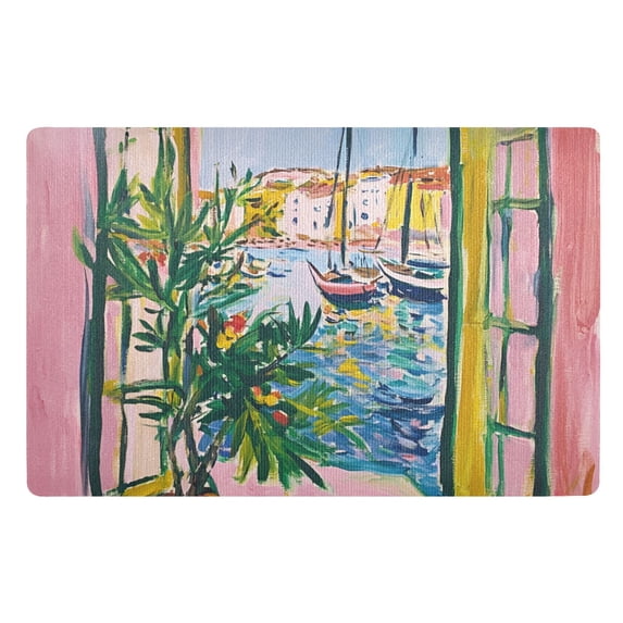 Yayeee Doormat for Indoor Entrance 32" x 20" Non Slippery Floor Rug, Yellow Window