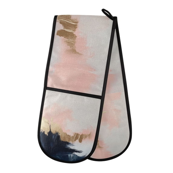 Yayeee Double Oven Mitt Kitchen Heat Resistant Baking 35" x7" Quilted Glove, Abstract Landscape