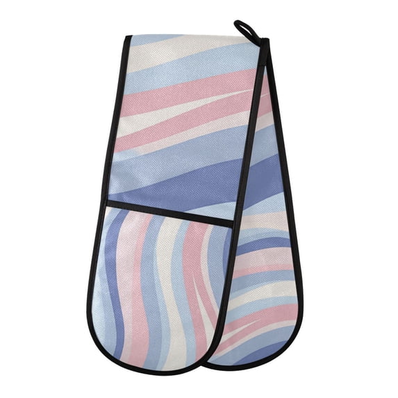 Yayeee Double Oven Mitt Kitchen Heat Resistant Baking 35" x7" Quilted Glove, Abstract Pink