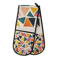 thumbnail image 1 of Yayeee Double Oven Mitt Kitchen Heat Resistant Baking 35" x7" Quilted Glove, Abstract Triangles, 1 of 6